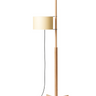 TMM Floor Lamp by Santa & Cole with beech wood structure and adjustable parchment shade in modern living room
