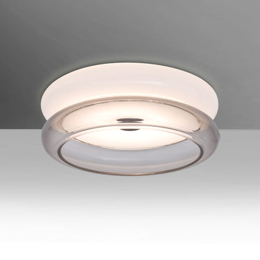 Topper 8 in Opal Glossy/Smoke, straight-on | Besa Lighting