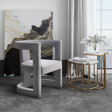 TOV Ada Performance Velvet Accent Chair Grey - ON FINAL SALE