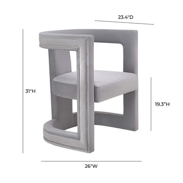 TOV Ada Performance Velvet Accent Chair Grey - ON FINAL SALE