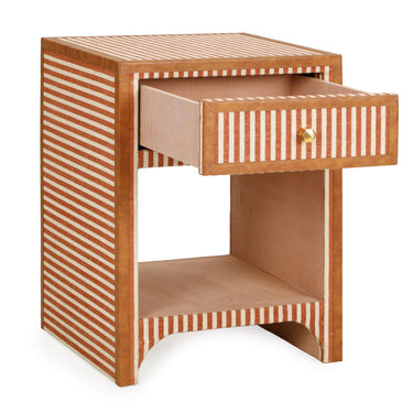 TOV Kora 18" Cotton Jute 1-Drawer Conrtact-Grade Nightstand Terracotta