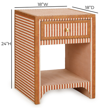 TOV Kora 18" Cotton Jute 1-Drawer Conrtact-Grade Nightstand Terracotta