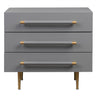 TOV Trident 28" 3-Drawer Nightstand Grey