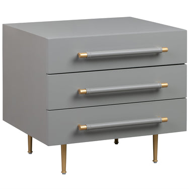 TOV Trident 28" 3-Drawer Nightstand Grey
