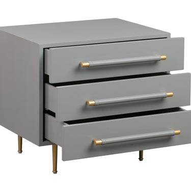 TOV Trident 28" 3-Drawer Nightstand Grey