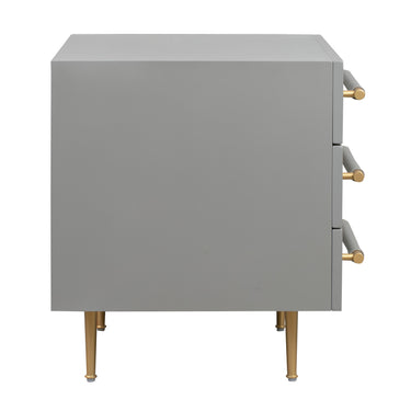 TOV Trident 28" 3-Drawer Nightstand Grey