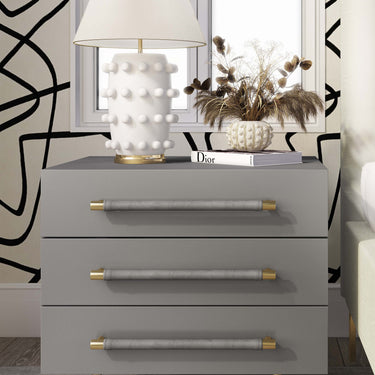 TOV Trident 28" 3-Drawer Nightstand Grey