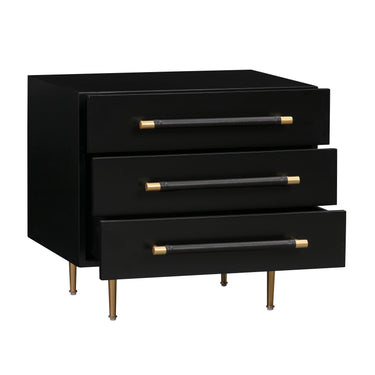 TOV Trident 28" 3-Drawer Nightstand Black