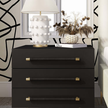 TOV Trident 28" 3-Drawer Nightstand Black