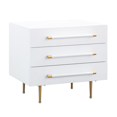 TOV Trident 28" 3-Drawer Nightstand White