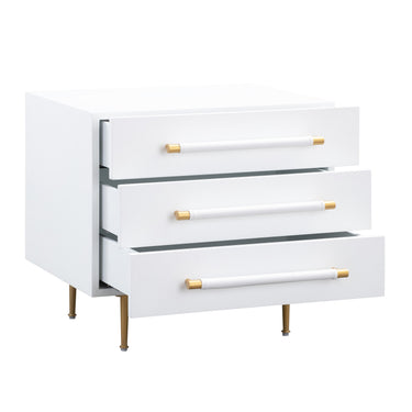 TOV Trident 28" 3-Drawer Nightstand White