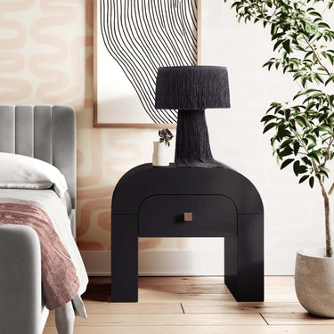 TOV Hump 26" Arched Nightstand With Drawer Black