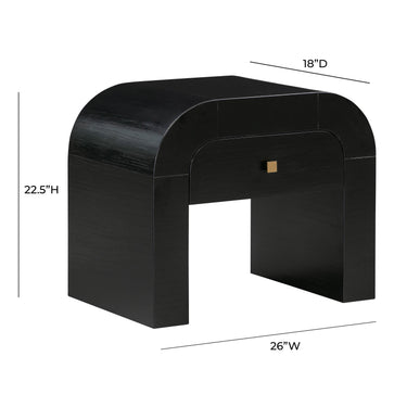 TOV Hump 26" Arched Nightstand With Drawer Black