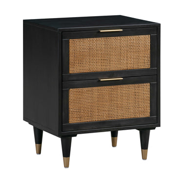 TOV Sierra 22" Cane 2-Drawer Nightstand Black