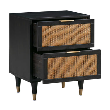 TOV Sierra 22" Cane 2-Drawer Nightstand Black