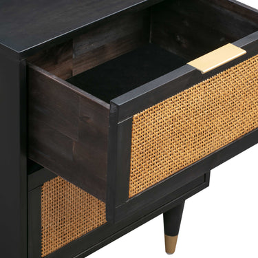 TOV Sierra 22" Cane 2-Drawer Nightstand Black