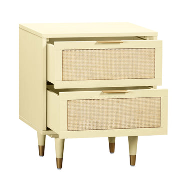 TOV Sierra 22" Cane 2-Drawer Nightstand Buttermilk