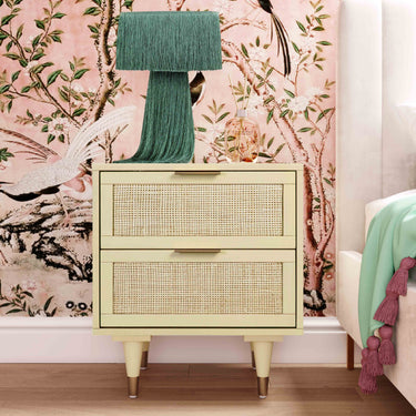 TOV Sierra 22" Cane 2-Drawer Nightstand Buttermilk