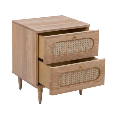 TOV Carmen 19" Natural Ash and Cane 2-Drawer Nightstand Natural