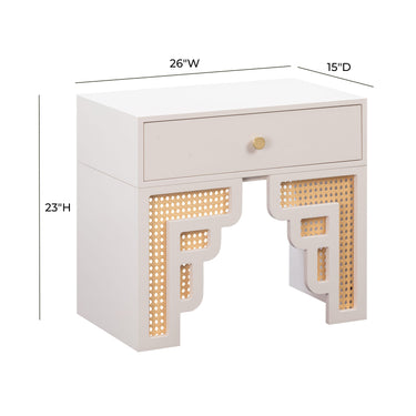 TOV Suzie 26" Rattan Nightstand With Drawer Cream