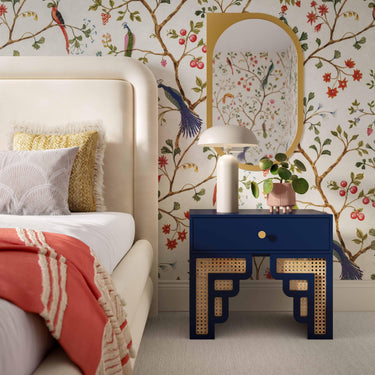 TOV Suzie 26" Rattan Nightstand With Drawer Navy