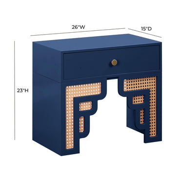 TOV Suzie 26" Rattan Nightstand With Drawer Navy