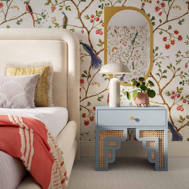 TOV Suzie 26" Rattan Nightstand With Drawer Blue