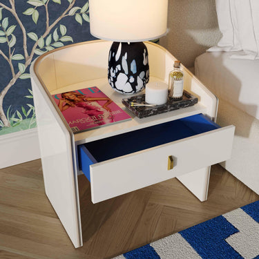 TOV Collins 22" Lacquer Nightstand With Drawer Cream