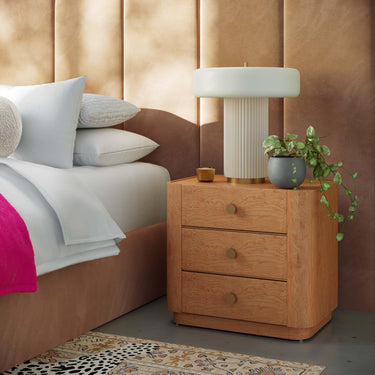 TOV Abigail 22" Natural Birdseye Maple 3-Drawer Nightstand Natural