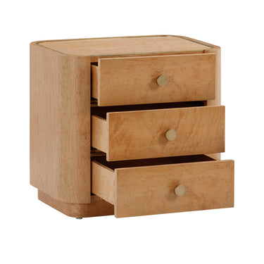 TOV Abigail 22" Natural Birdseye Maple 3-Drawer Nightstand Natural