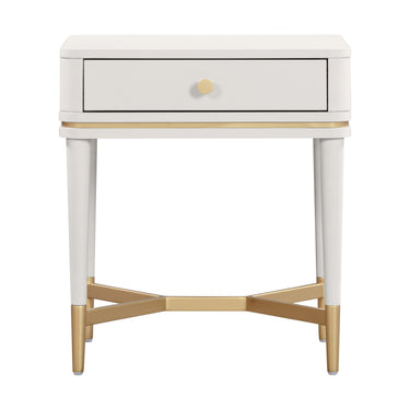 TOV Julieta 19" Acacia Wood Nightstand With Drawer Cream