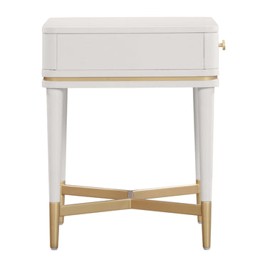 TOV Julieta 19" Acacia Wood Nightstand With Drawer Cream