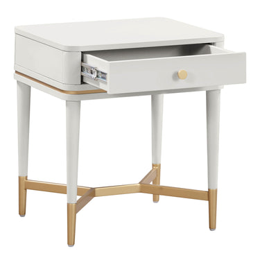 TOV Julieta 19" Acacia Wood Nightstand With Drawer Cream