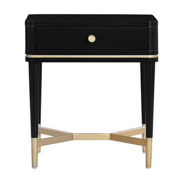 TOV Julieta 19" Acacia Wood Nightstand With Drawer Black