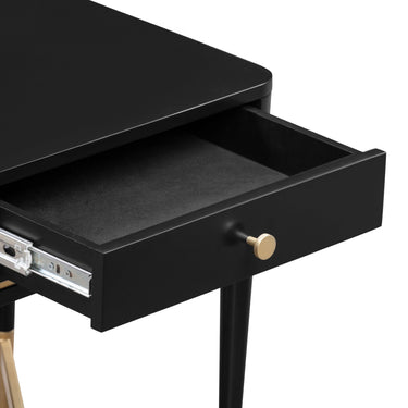 TOV Julieta 19" Acacia Wood Nightstand With Drawer Black