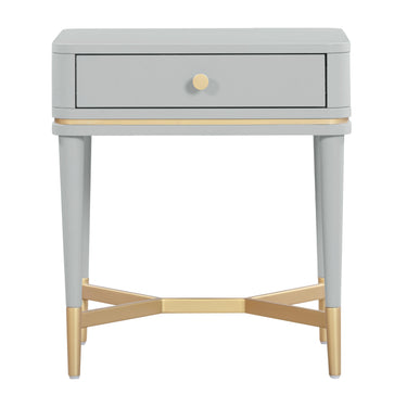TOV Julieta 19" Acacia Wood Nightstand With Drawer Grey