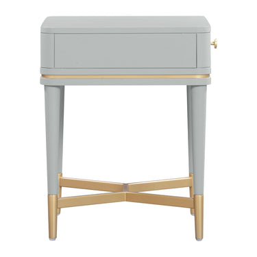 TOV Julieta 19" Acacia Wood Nightstand With Drawer Grey