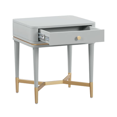 TOV Julieta 19" Acacia Wood Nightstand With Drawer Grey