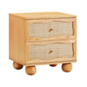 TOV Grappa 22" Wood &amp; Raffia Wavy 2-Drawer Nightstand Natural