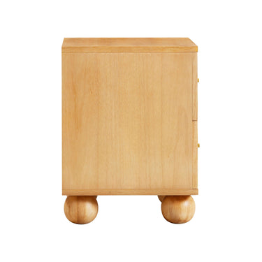 TOV Grappa 22" Wood &amp; Raffia Wavy 2-Drawer Nightstand Natural