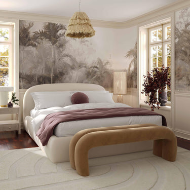 TOV Bara Cream Textured Performance Velvet Bed, several options shown