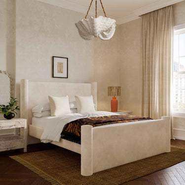 TOV Athara Cream Velvet Cream Queen Bed