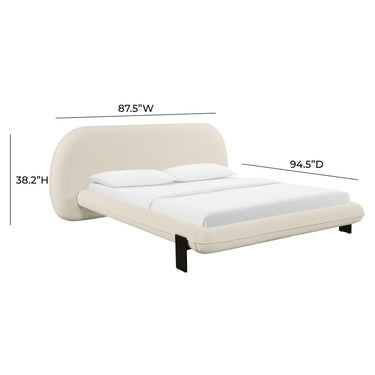 TOV Ophelia Cream Performance Faux Wool Cream Queen Bed - ON FINAL SALE