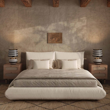 TOV Romp Cream Upcycled Performance Linen Cream King Bed