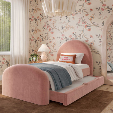 TOV Moon Rose Upcycled Contract-Grade Chenille Twin Trundle Rose