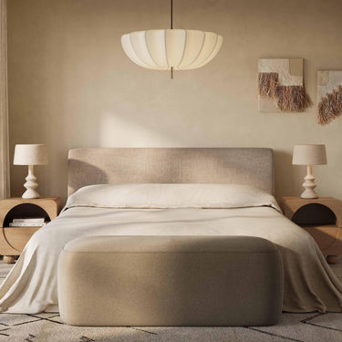 TOV Isla Textured Performance Velvet Taupe Queen Bed