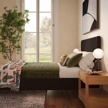 TOV Angela Upcycled Performance Linen Black King Bed
