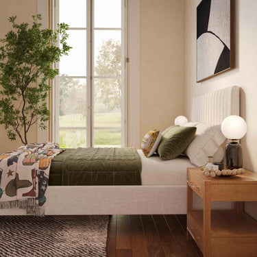 TOV Angela Upcycled Performance Linen Natural Queen Bed