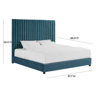 TOV Arabelle Performance Velvet Sea Blue King Bed