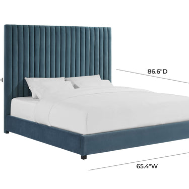 TOV Arabelle Performance Velvet Sea Blue Queen Bed